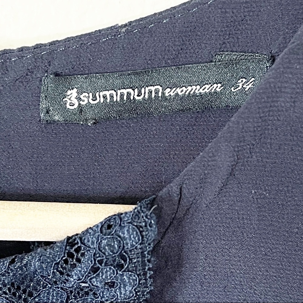 Summum Navy Snake Print Lace Ruffle Sheath Dress Size 34 EU or 2 US - Picture 4 of 7